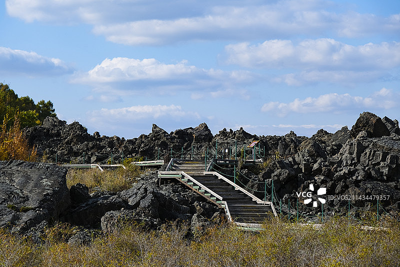 黑龙江省五大连池市黑龙山/老黑山景区火山秋天美景图片素材