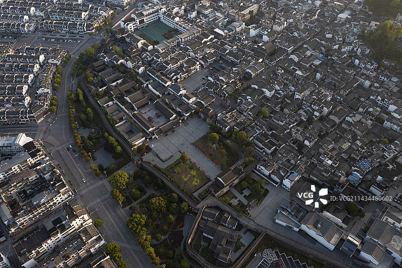 安徽歙县徽州古城航拍图片素材