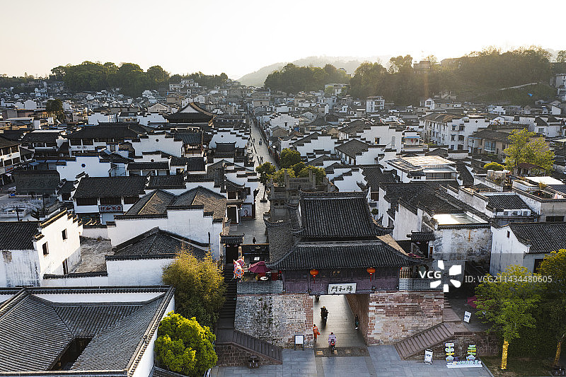 安徽歙县徽州古城航拍图片素材
