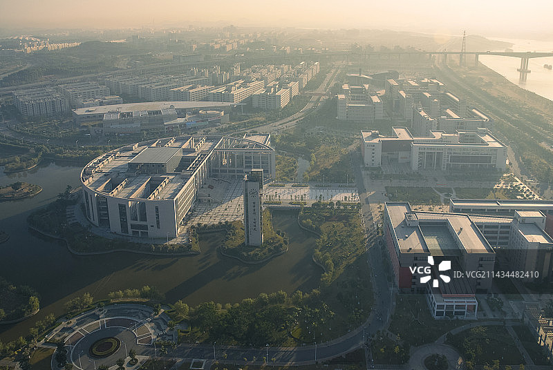航拍，珠江，番禺区，小谷围岛，广州大学城，广东科技中心图片素材