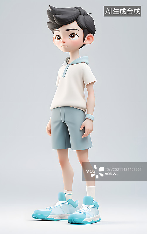 【AI数字艺术】小男孩3D卡通人物图片素材