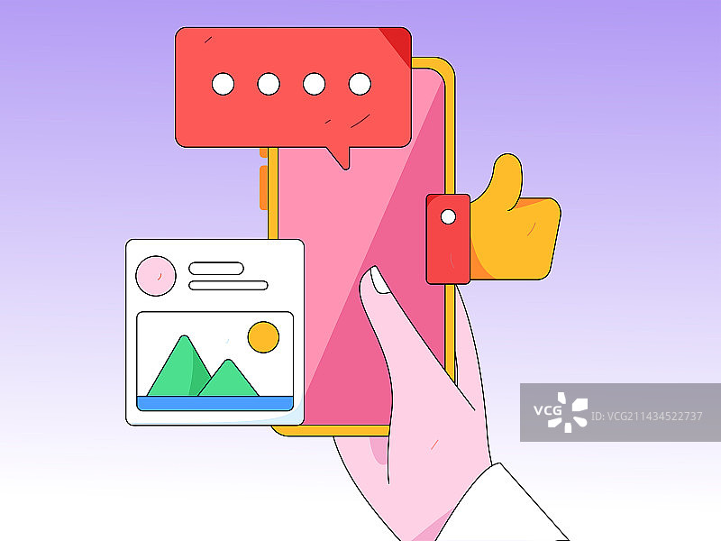 评论别人扁平矢量概念运营手绘插画图片素材