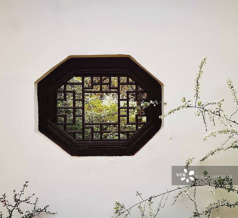中式建筑园林景观花窗系列之十四（无锡鼋头渚）图片素材