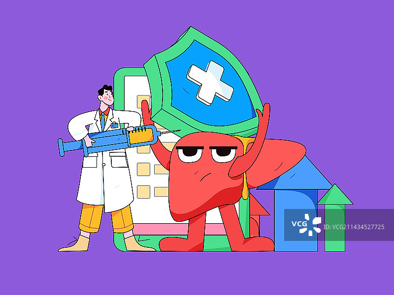 全国护肝日医疗人物扁平矢量概念运营手绘插画图片素材