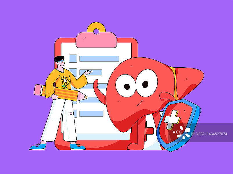 全国护肝日医疗人物扁平矢量概念运营手绘插画图片素材