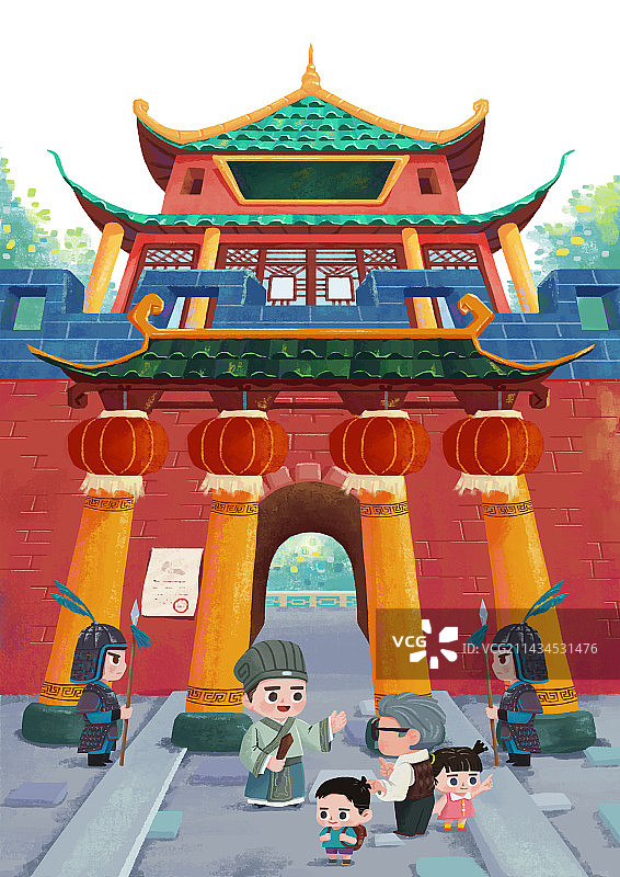 绘本场景-城门之下图片素材