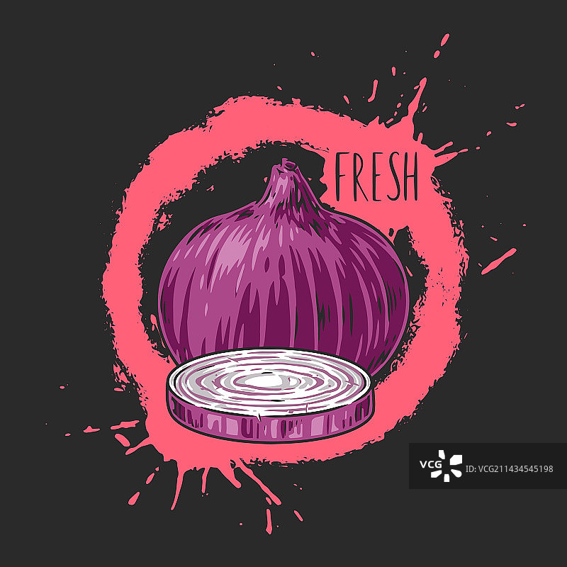 红色洋葱彩色细节海报图片素材