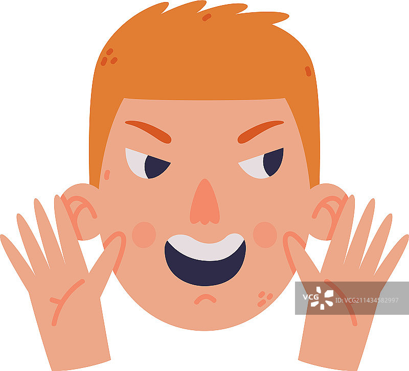 带表情和手势的男人头部和面部图片素材