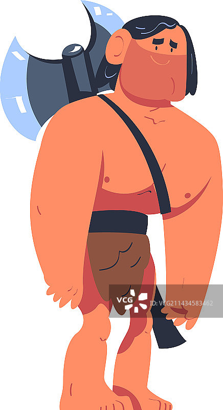 手持斧头的野蛮人，童话人物图片素材