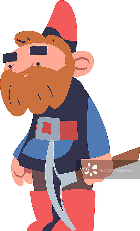 手持镐的胡须侏儒，童话角色图片素材