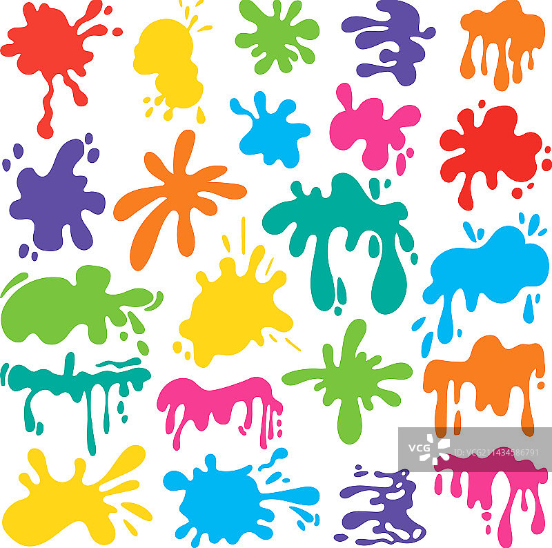 水彩飞溅色块卡通风格图片素材