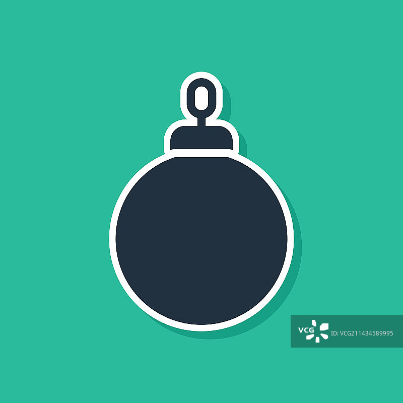 绿色背景上的蓝色圣诞球图标图片素材