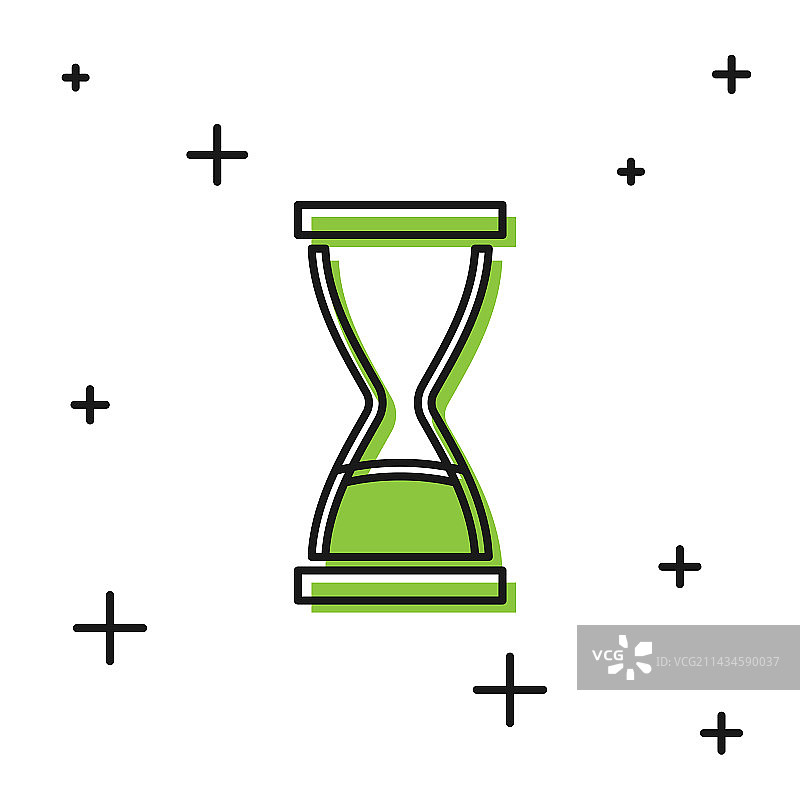 黑色旧沙漏与流动的沙子图标图片素材
