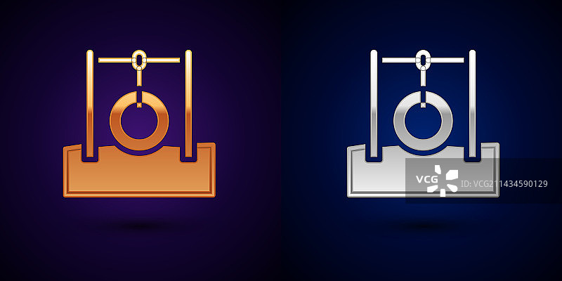 悬挂在绳索上的金银汽车轮胎图标图片素材