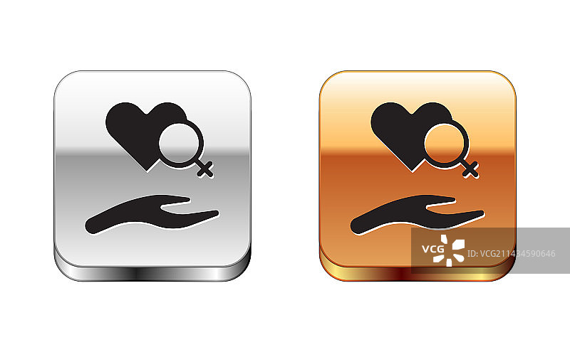 带有女性性别符号的黑色心形图标图片素材