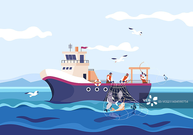 渔夫捕鱼工作图片素材