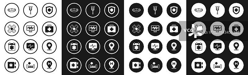 带有心电图的人寿保险监视器套装图片素材