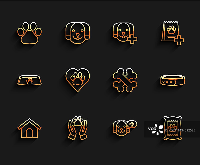 手捧狗屋和动物足迹图标图片素材