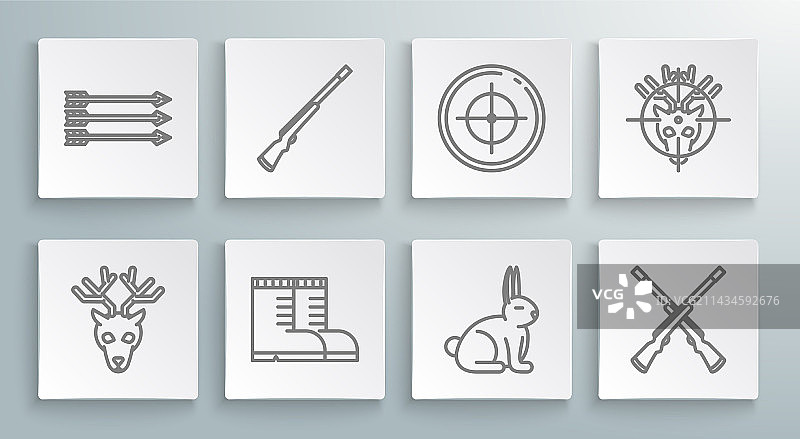 鹿头、猎枪图案图片素材