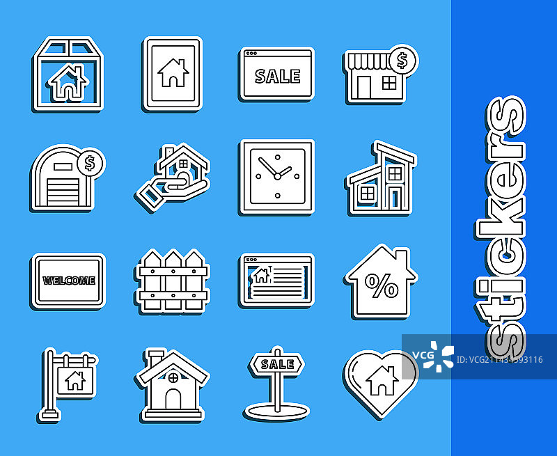 带有心形折扣的房屋线条图片素材