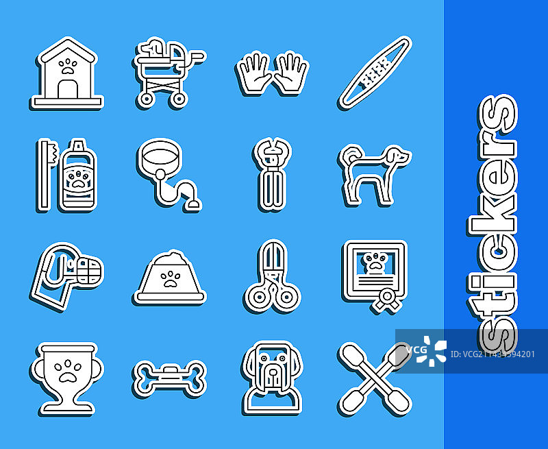 棉签、证书、猫狗线条素材图片素材