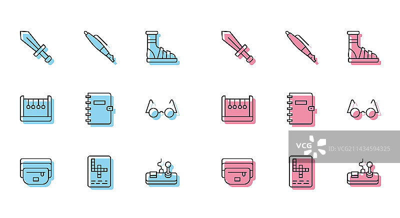 腰包香蕉字谜剑线条图标图片素材