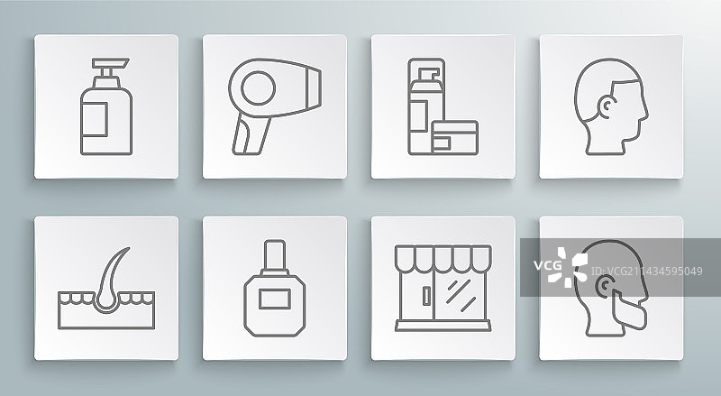 毛囊与吹风机线条设计图片素材