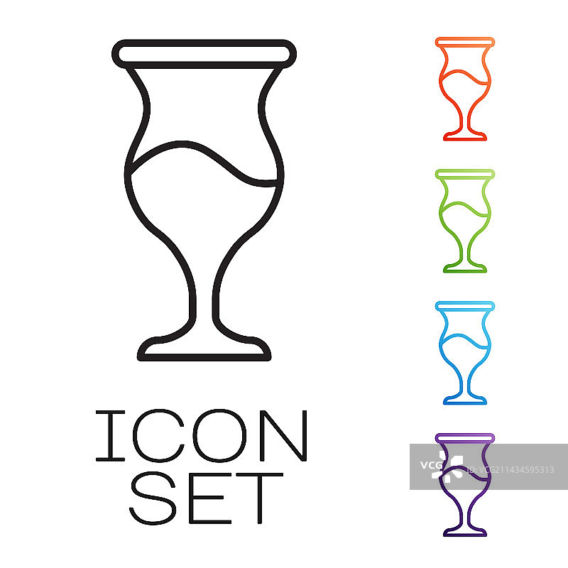 黑色线条犹太高脚杯图标白色背景图片素材