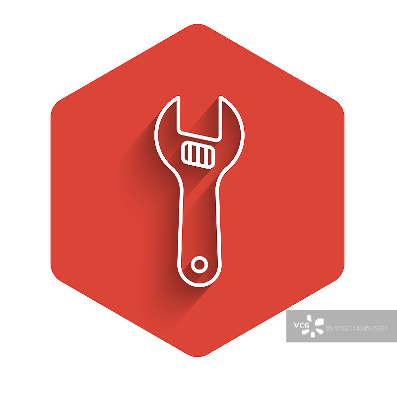 白色线条可调节扳手图标图片素材