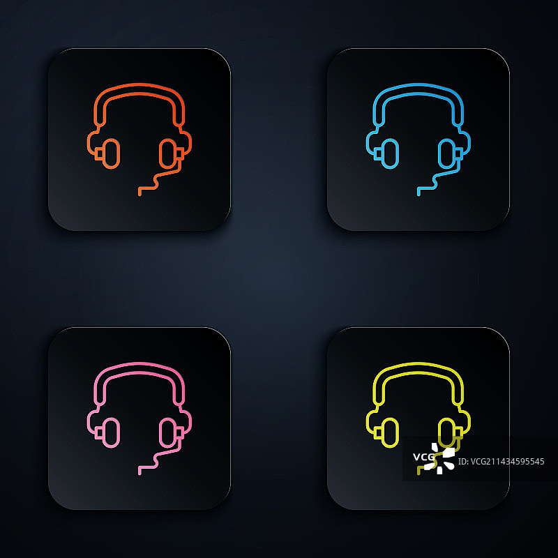 彩色霓虹灯线条耳机图标图片素材