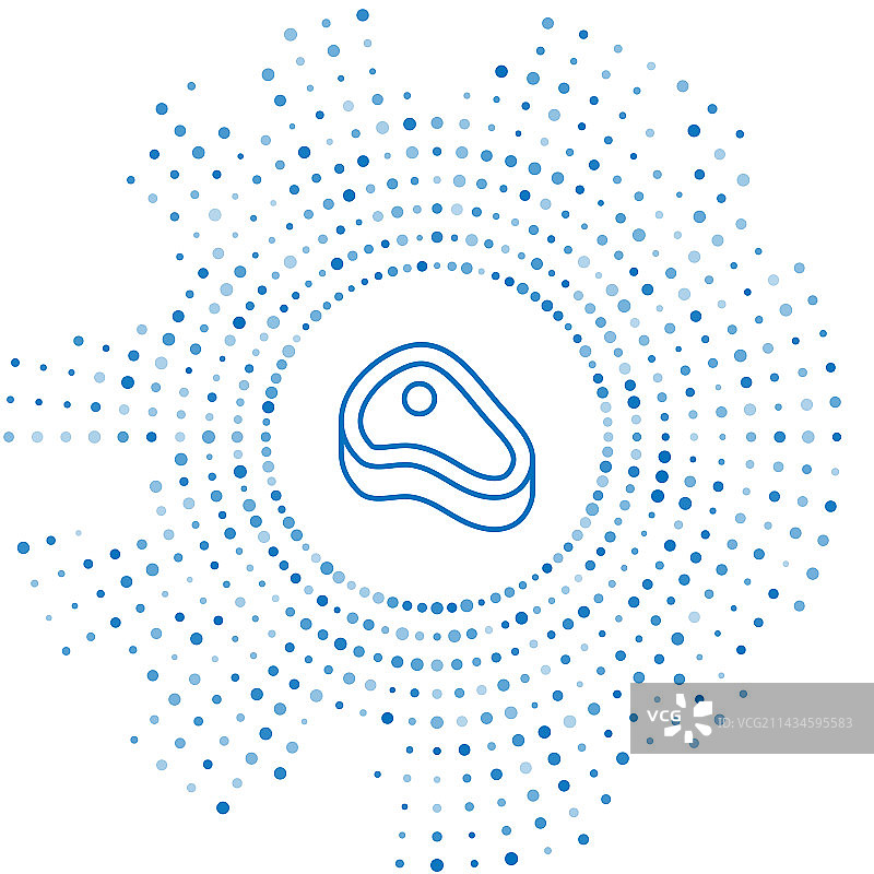 白色背景上的蓝色线条牛排肉图标图片素材