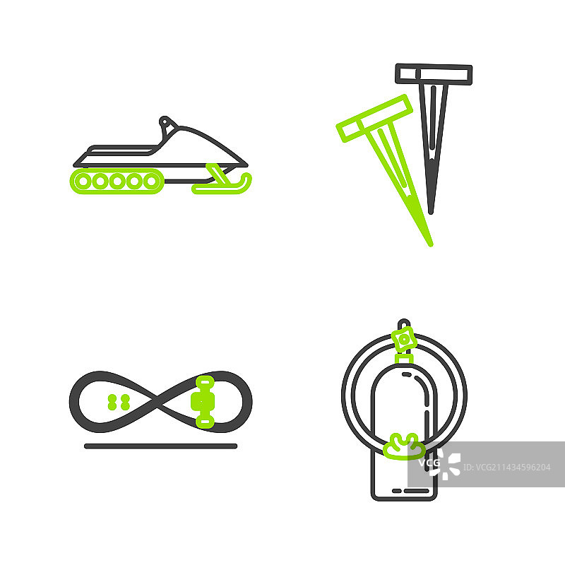 潜水设备与滑板线条图片素材