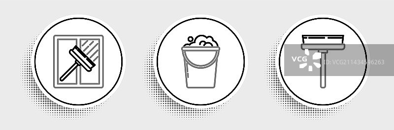 刮水器与水桶线条设计图片素材