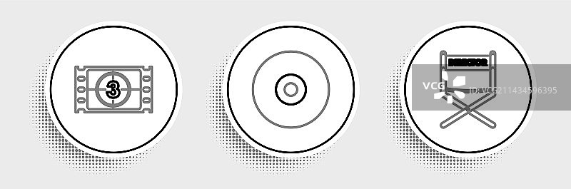 电影导演椅播放视频和CD线性图标图片素材