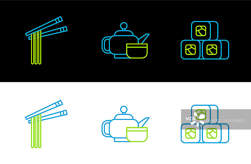 寿司、亚洲面条和筷子图片素材
