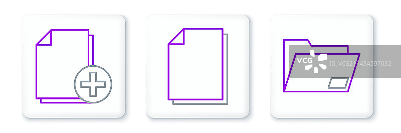 线条文档文件夹添加新文件和图标图片素材