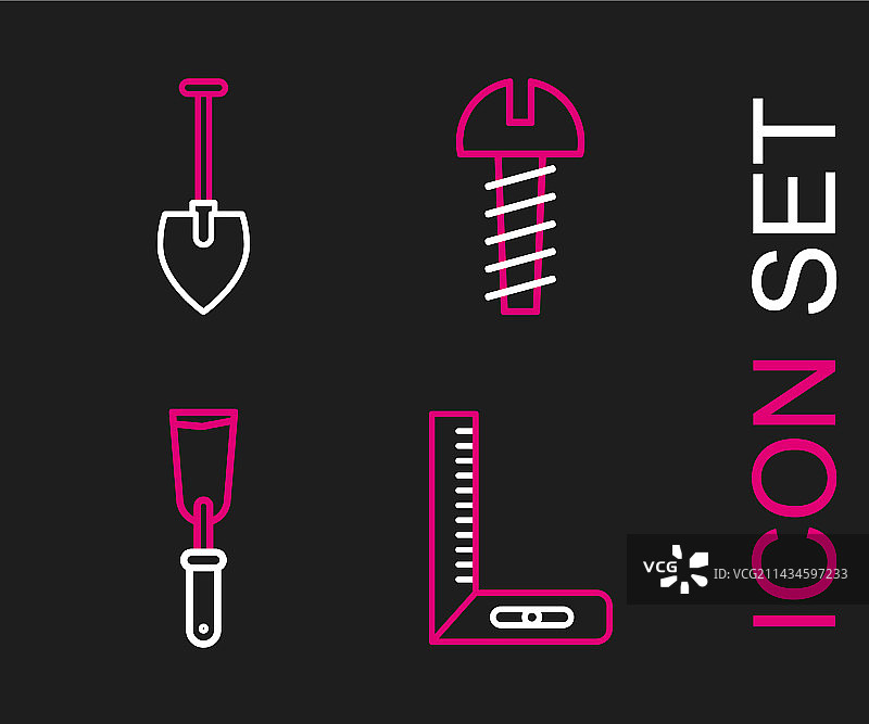 角尺腻子刀金属螺丝线条图标图片素材