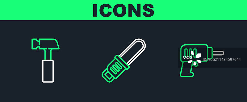 电钻、锤子等工具线条设计图片素材