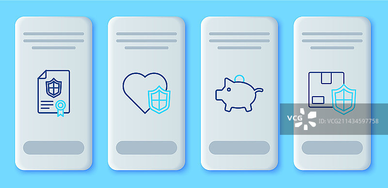 带盾牌的寿险线条素材：储蓄罐图片素材