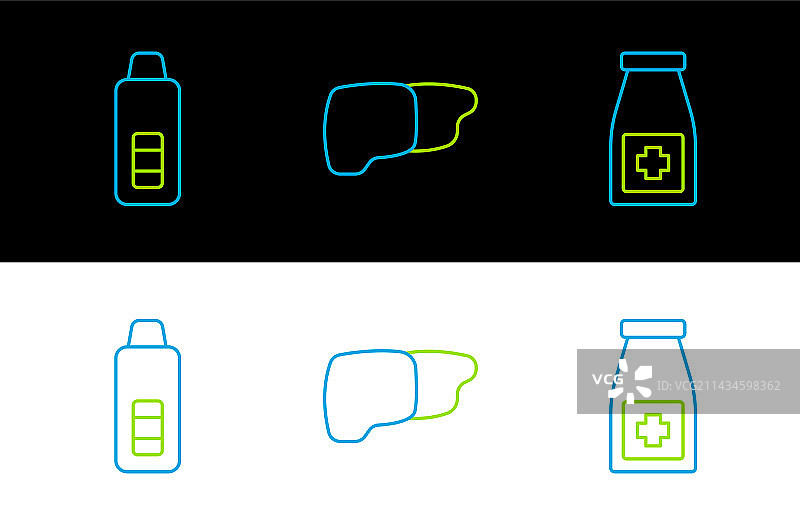 药瓶和药丸数字医疗线条合集图片素材