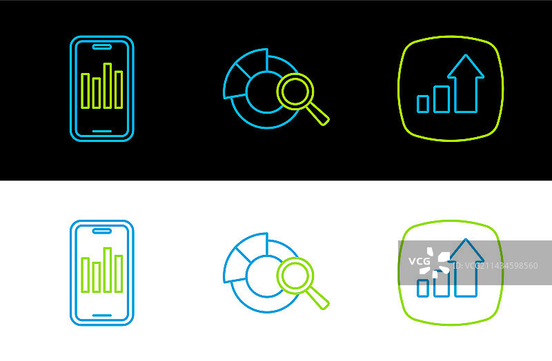带有图表的金融增长手机线条稿图片素材