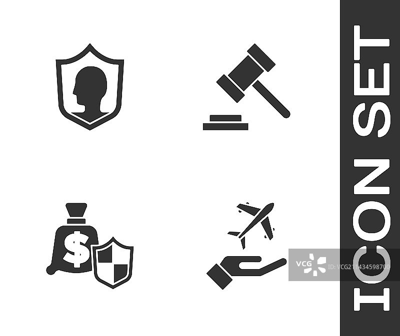 手持飞机人寿保险盾牌图片素材