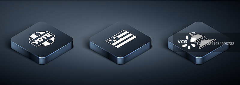 2.5D等距投票白宫与美国国旗图片素材