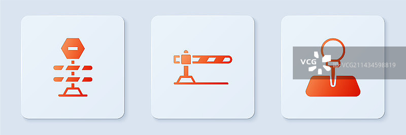 停车屏障、道路和图钉白色图片素材