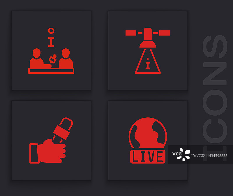 直播报道采访卫星套装图片素材