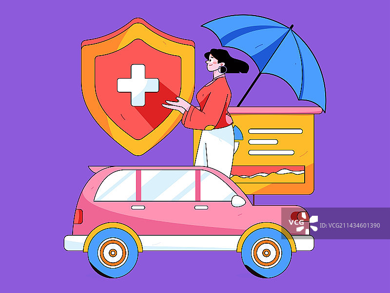 为汽车购买保险扁平人物矢量概念运营手绘插画图片素材