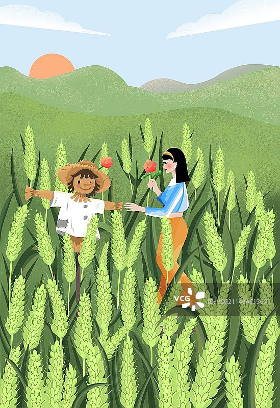 二十四节气插画海报小满图片素材