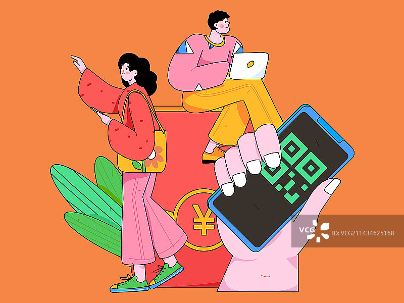 节日购物进行电商网购的人物扁平矢量概念运营手绘插画图片素材