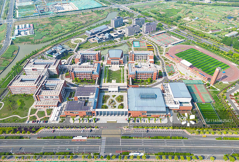 常州华罗庚高级中学新校区航拍图片素材