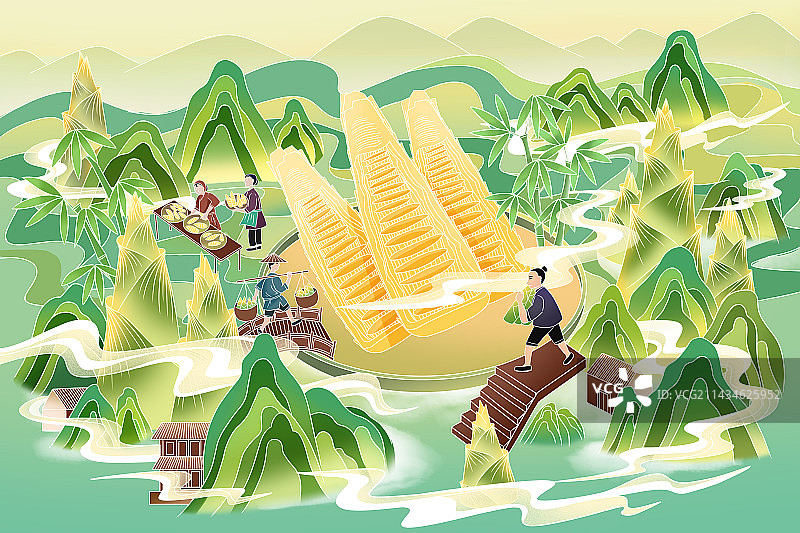 中国风国潮竹笋笋干插画包装图片素材